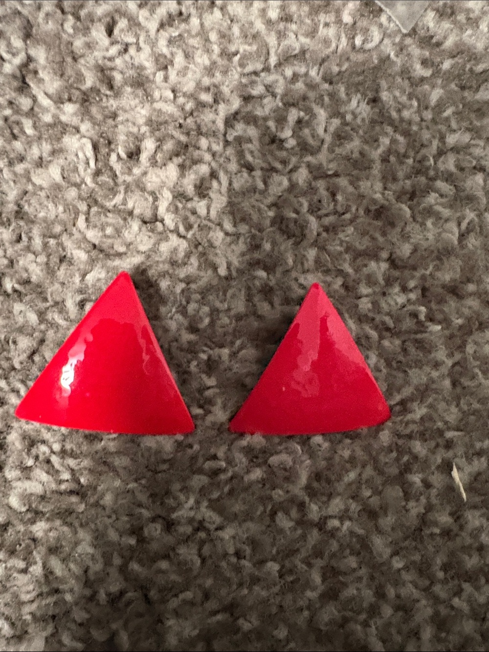 Bold Red Triangle Stud Earrings - Bright Geometric Fashion